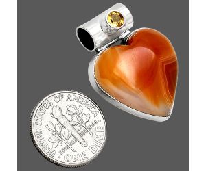 Heart - Lake Superior Agate and Citrine Pendant SDP151785 P-1300, 20x21 mm