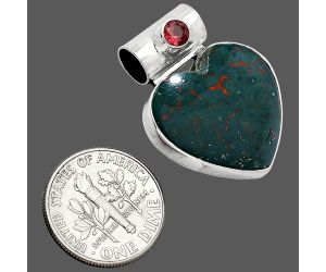 Heart - Blood Stone and Garnet Pendant SDP151798 P-1300, 20x20 mm