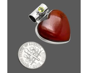 Heart - Hessonite Garnet Cab and Peridot Pendant SDP151826 P-1300, 22x22 mm