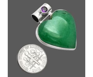 Heart - Green Aventurine and Amethyst Pendant SDP151829 P-1300, 25x25 mm