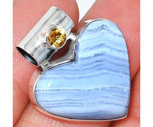 Heart - Blue Lace Agate and Citrine Pendant SDP151831 P-1300, 21x24 mm