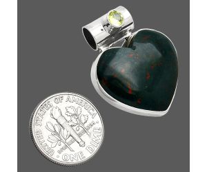 Heart - Blood Stone and Peridot Pendant SDP151836 P-1300, 20x22 mm