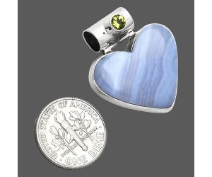 Heart - Blue Lace Agate and Peridot Pendant SDP151844 P-1300, 21x24 mm