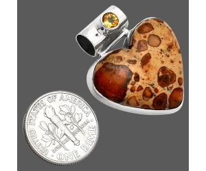 Heart - Leopardite Jasper and Citrine Pendant SDP151871 P-1300, 22x25 mm