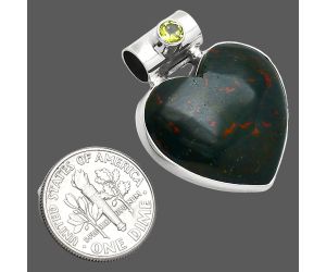 Heart - Blood Stone and Peridot Pendant SDP151874 P-1300, 23x23 mm