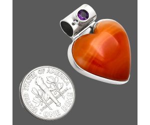 Heart - Lake Superior Agate and Amethyst Pendant SDP151879 P-1300, 21x21 mm