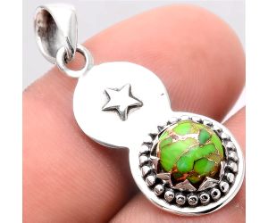 Star - Copper Green Turquoise Pendant SDP67609 P-1404, 8x8 mm