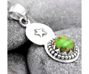 Star - Copper Green Turquoise Pendant SDP67609 P-1404, 8x8 mm