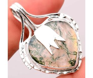Natural Heart Horse Canyon Moss Agate Pendant SDP69051 P-1642, 20x20 mm