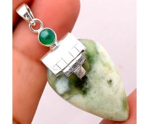Natural Serpentine and Green Onyx Pendant SDP69567 P-1653, 20x31 mm
