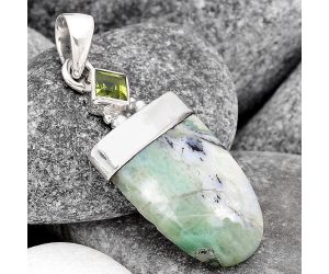 Dendritic Chrysoprase Africa and Peridot 925 Silver Pendant Jewelry SDP70338 P-1656, 15x20 mm