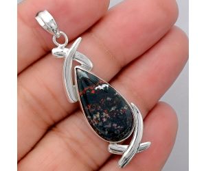 Natural Blood Stone - India Pendant SDP71025 P-1428, 12x24 mm
