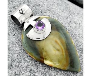 Imperial Jasper - Mexico and Amethyst Pendant SDP72306 P-1661, 21x30 mm