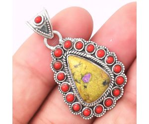 Natural Stichtite and Coral Pendant SDP75019, 10x17 mm