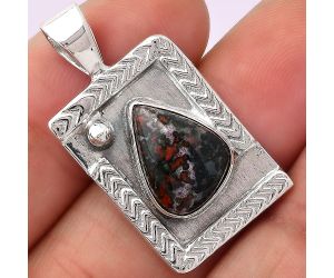 Natural Blood Stone - India Pendant SDP75379 P-1672, 10x13 mm