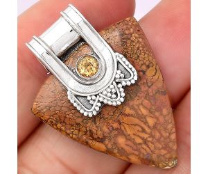 Natural Red Moss Agate and Citrine Pendant SDP75642 P-1355, 26x29 mm