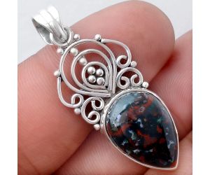 Natural Blood Stone - India Pendant SDP76996 P-1541, 13x18 mm