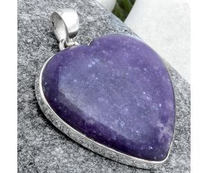 Valentine Gift Heart Natural Purple Lepidolite Pendant SDP77213 P-1043, 32x32 mm