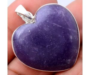 Valentine Gift Heart Natural Purple Lepidolite Pendant SDP77215 P-1043, 30x30 mm