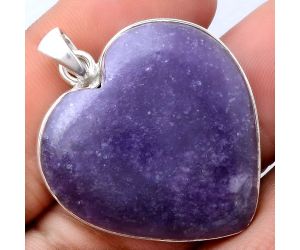 Valentine Gift Heart Natural Purple Lepidolite Pendant SDP77223 P-1043, 31x31 mm