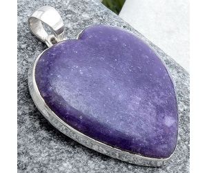 Valentine Gift Heart Natural Purple Lepidolite Pendant SDP77223 P-1043, 31x31 mm