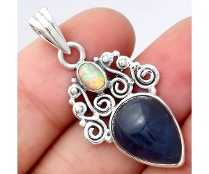 Natural Sodalite and Fire Opal Pendant SDP77435 P-1697, 12x16 mm