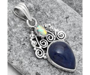 Natural Sodalite and Fire Opal Pendant SDP77435 P-1697, 12x16 mm