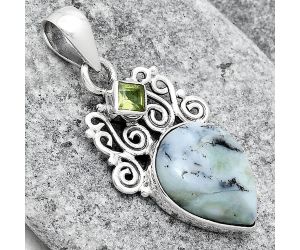 Dendritic Chrysoprase - Africa and Peridot 925 Silver Pendant Jewelry SDP77441 P-1697, 13x16 mm