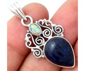 Natural Sodalite and Fire Opal Pendant SDP77452 P-1697, 12x16 mm