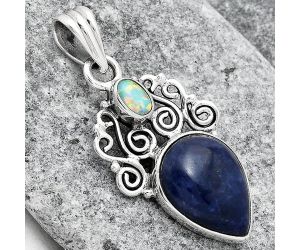 Natural Sodalite and Fire Opal Pendant SDP77452 P-1697, 12x16 mm