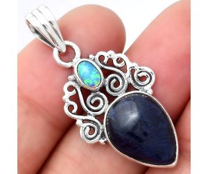 Natural Sodalite and Fire Opal Pendant SDP77453 P-1697, 12x16 mm