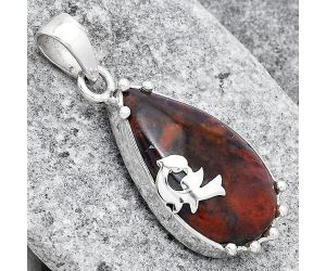 Natural Red Moss Agate Pendant SDP77483 P-1698, 16x25 mm