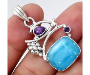 Natural Smithsonite and Amethyst Pendant SDP77546 P-1704, 13x16 mm