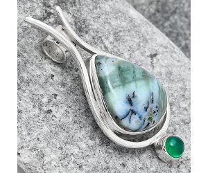 Dendritic Chrysoprase - Africa and Green Onyx 925 Silver Pendant Jewelry SDP77637 P-1671, 13x17 mm