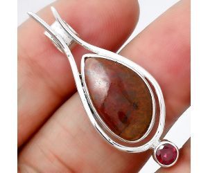 Natural Red Moss Agate and Garnet Pendant SDP77651 P-1671, 11x18 mm