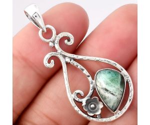 Dendritic Chrysoprase - Africa 925 Sterling Silver Pendant Jewelry SDP78070 P-1714, 9x13 mm