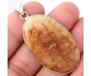 Natural Ant Fossil Coral Pendant SDP79480 P-1001, 24x39 mm