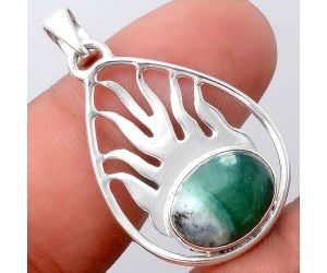 Fire Flame - Dendritic Chrysoprase - Africa 925 Silver Pendant Jewelry SDP79586 P-1209, 10x13 mm