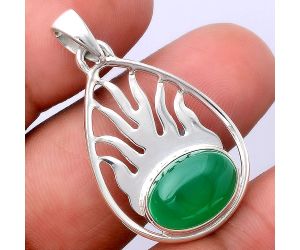 Fire Flame - Natural Green Onyx Pendant SDP79609 P-1209, 10x14 mm