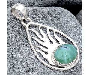Fire Flame - Dendritic Chrysoprase - Africa 925 Silver Pendant Jewelry SDP79612 P-1209, 9x13 mm