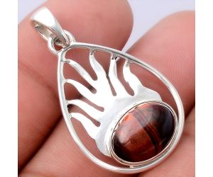 Fire Flame - Natural Red Tiger Eye Pendant SDP79616 P-1209, 10x14 mm