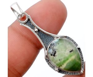 Dendritic Chrysoprase - Africa 925 Sterling Silver Pendant Jewelry SDP80188 P-1715, 13x18 mm
