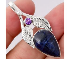 Natural Sodalite and Amethyst Pendant SDP80375 P-1416, 13x19 mm