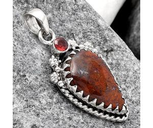 Natural Red Moss Agate and Garnet Pendant SDP80436 P-1482, 13x21 mm