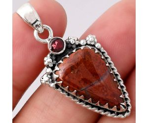 Natural Red Moss Agate and Garnet Pendant SDP80449 P-1482, 13x20 mm