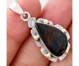 Natural Blood Stone - India Pendant SDP80523 P-1485, 12x21 mm