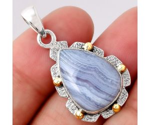 Natural Blue Lace Agate - South Africa Pendant SDP80535 P-1485, 14x19 mm