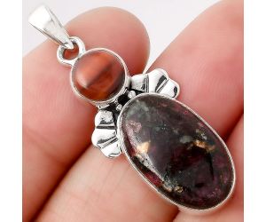 Russian Eudialyte and Red Tiger Eye Pendant SDP81048 P-1683, 12x20 mm