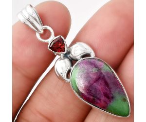 Ruby Zoisite - Africa and Garnet Pendant SDP81188 P-1683, 13x22 mm