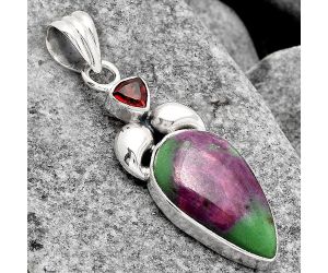 Ruby Zoisite - Africa and Garnet Pendant SDP81188 P-1683, 13x22 mm